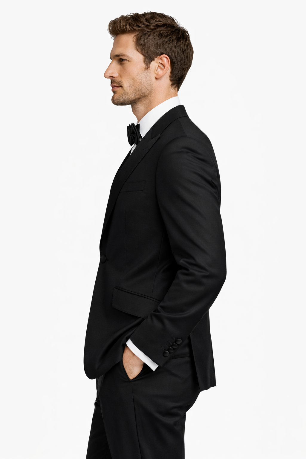 Black Single Breasted Dinner Jacket with Peak Lapel | Brand New