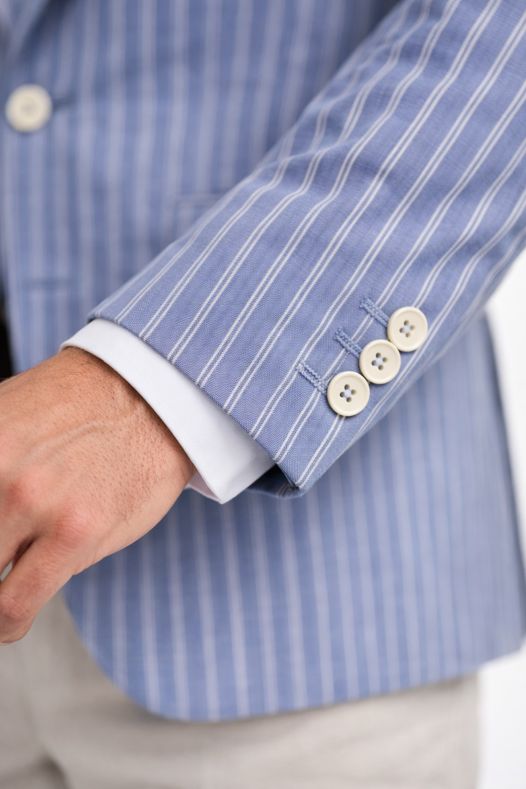 Light Blue & White Striped Boating Jacket | Wool Blend Blazer