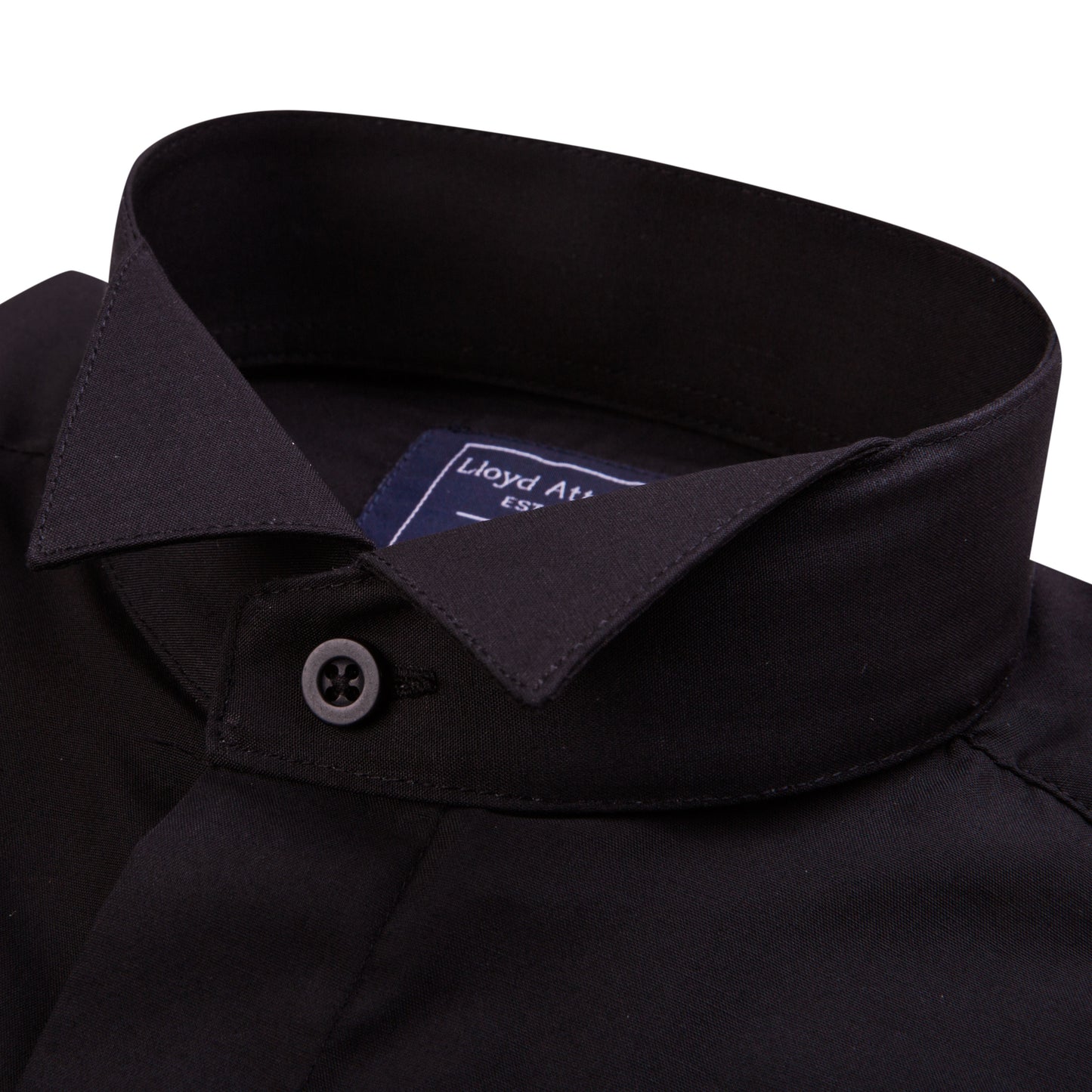 Men's Black Small Wing Collar Cotton Formal Dress Shirt