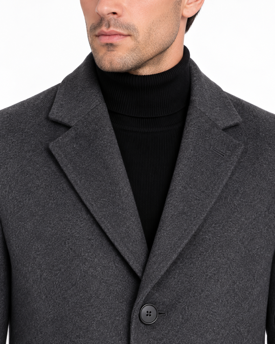 Men’s Charcoal Grey Wool Blend Overcoat | Knee Length Tailored Coat