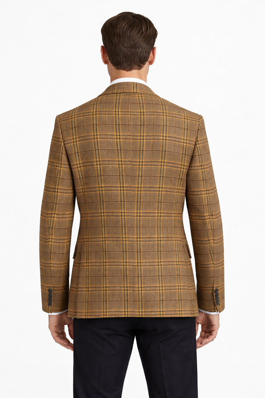 Camel Brown Tweed Check Jacket | Wool Blend Blazer