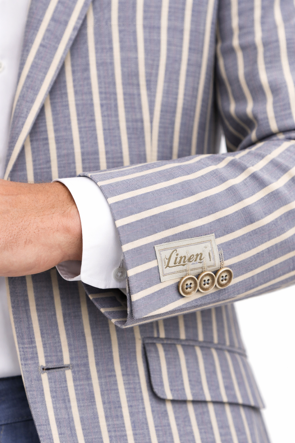 Light Blue Striped Boating Jacket | Linen & Wool Blazer