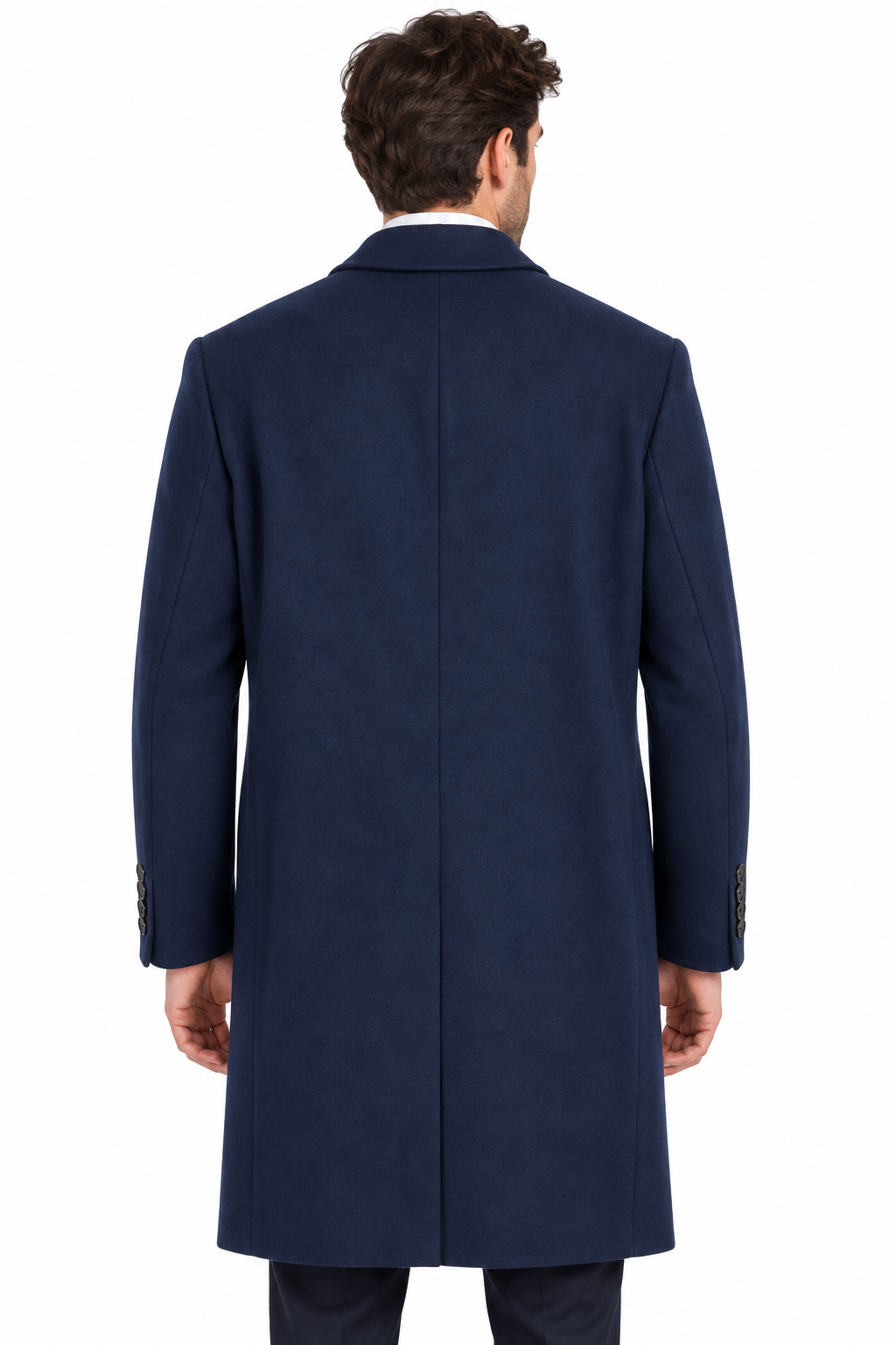 Ted Baker Navy Blue Wool Overcoat | Knee Length Long Winter Coat