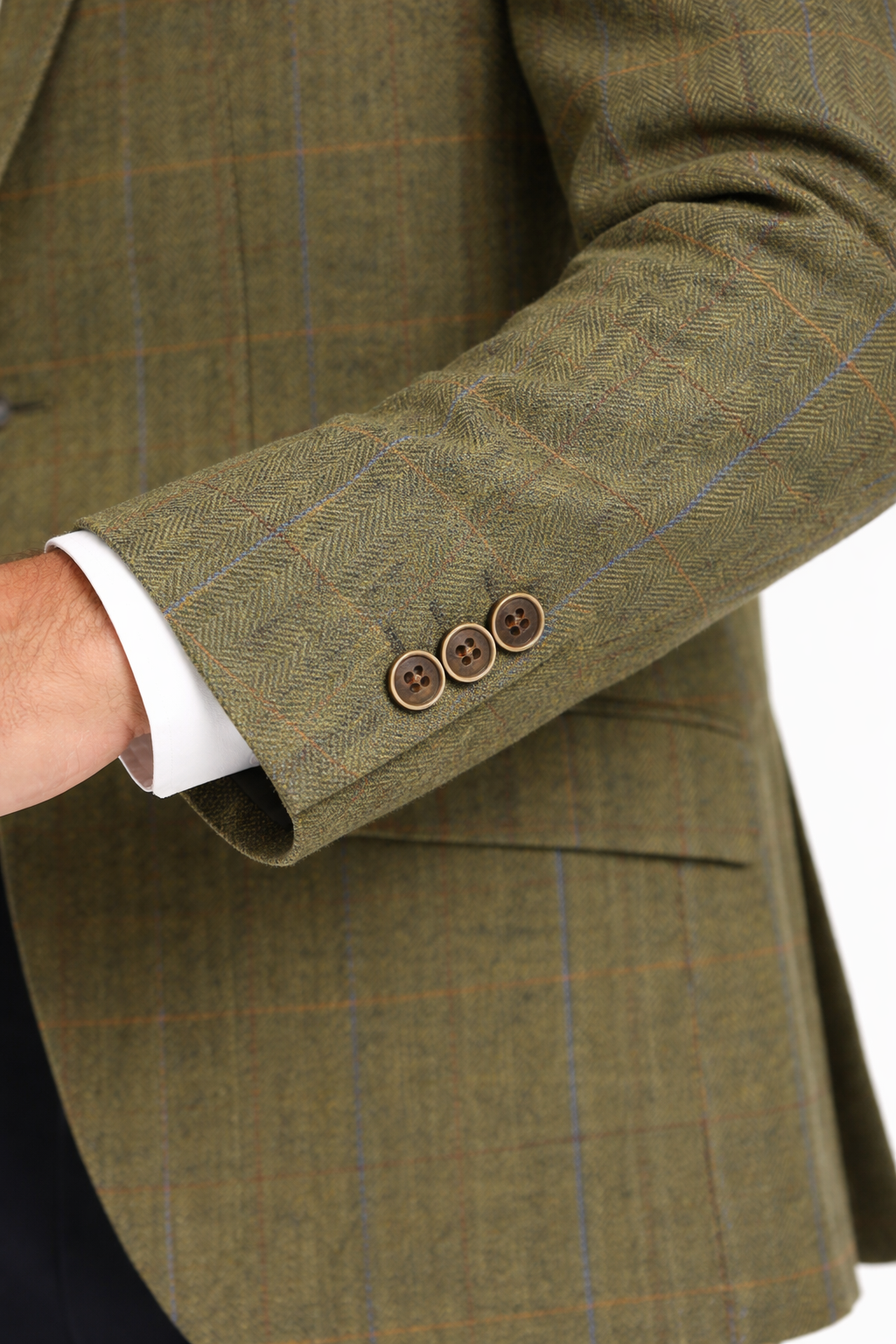 Green Check Herringbone Tweed Jacket | Wool Blend Blazer