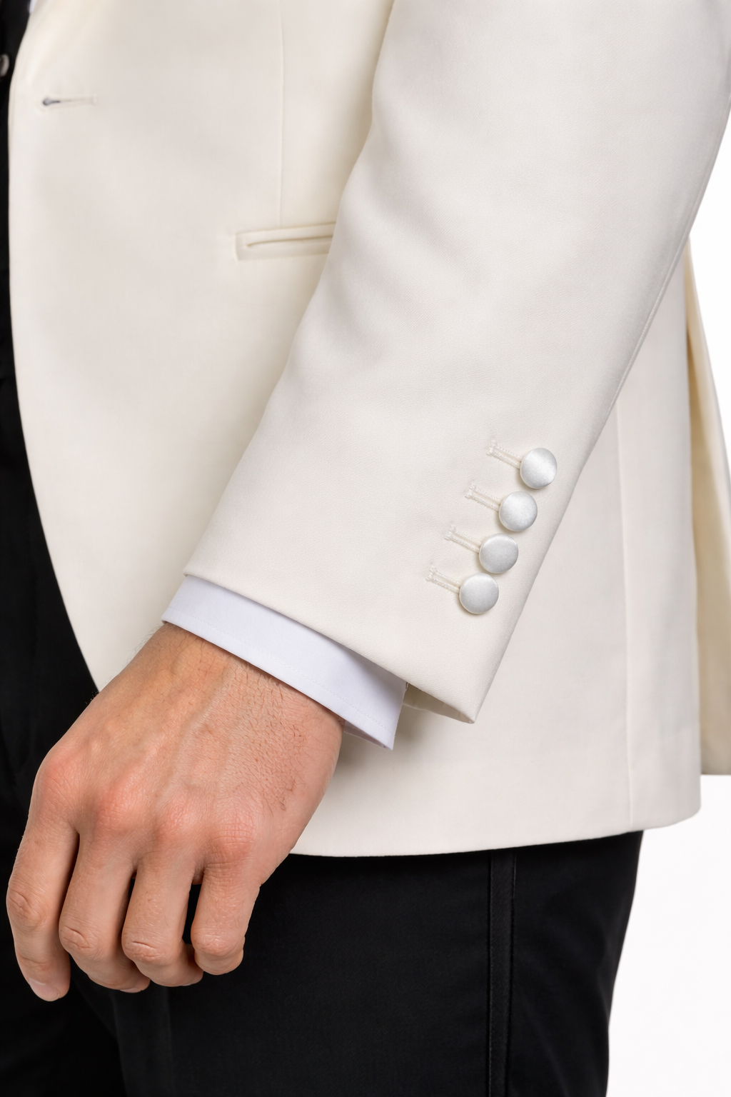 Ivory Dinner Jacket 100% Pure Wool | Single Breasted with Satin Lapel