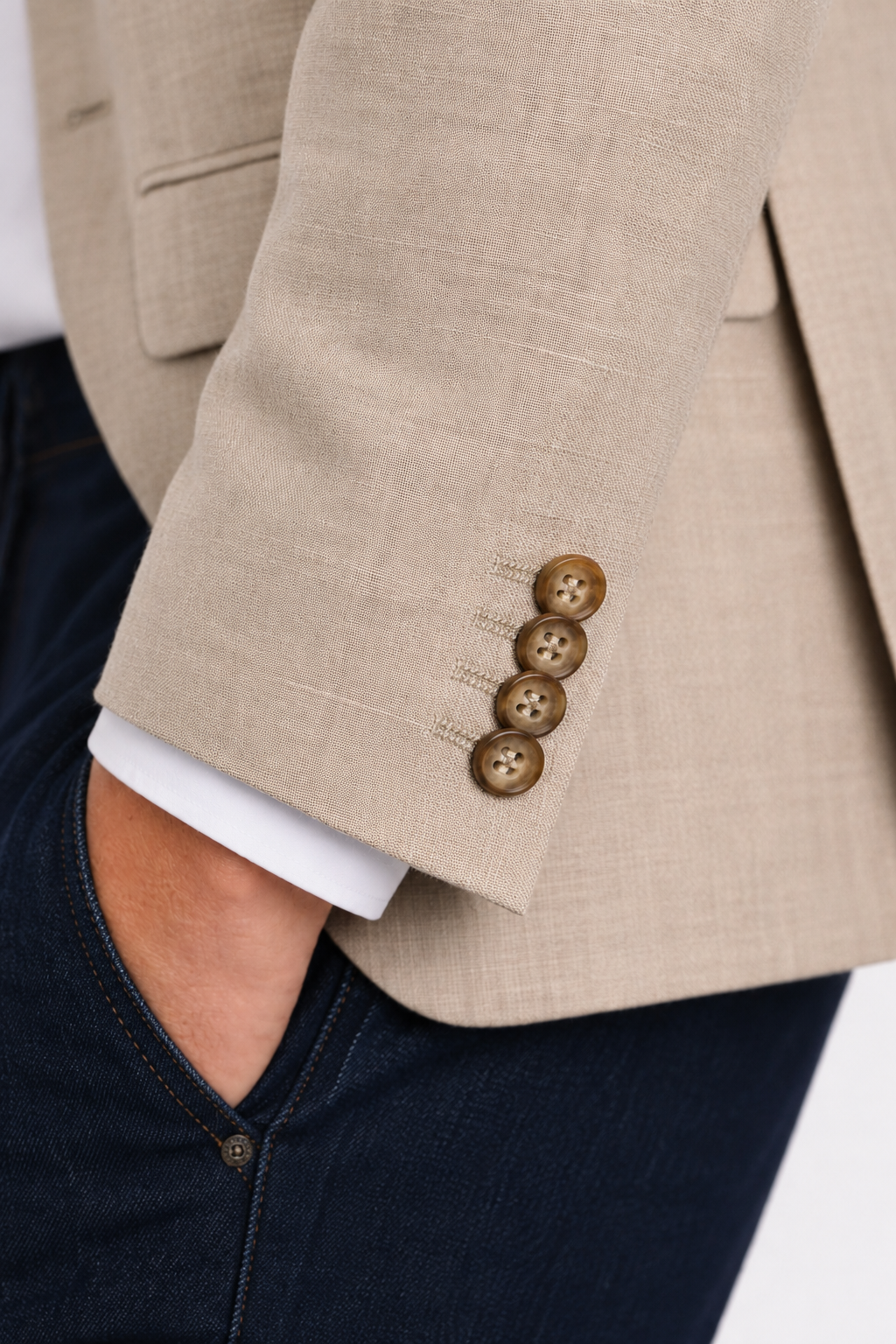 Beige Pure Linen Sports Jacket | Lightweight Oatmeal Blazer