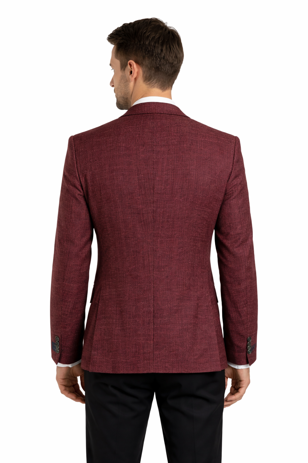 Burgundy Basket Weave Jacket | Wool & Linen Blend Blazer