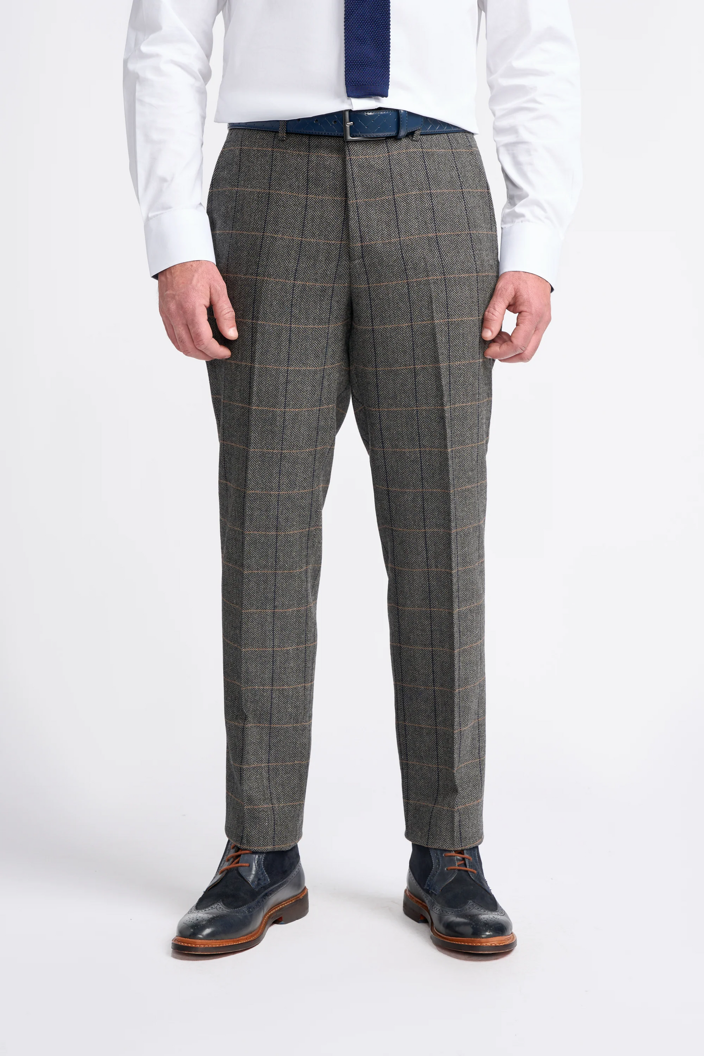 Cavani 3 Piece Tweed Suit | Albert Grey Herringbone | Wool Slim Fit