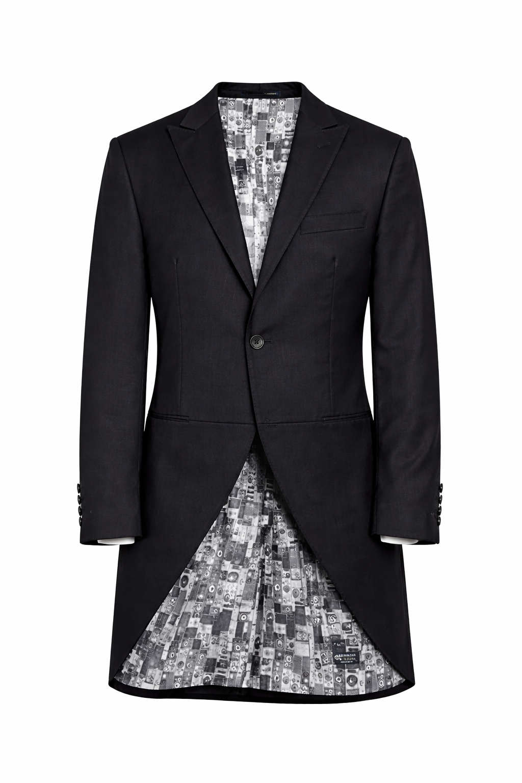 Ben Sherman Black Tailcoat Jacket | 100% Wool Lightweight Slim Fit Jacket