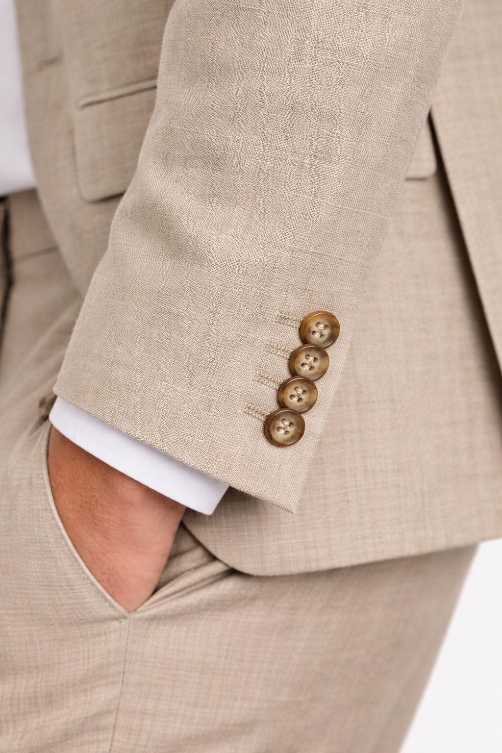 Beige Pure Linen Sports Jacket | Lightweight Oatmeal Blazer