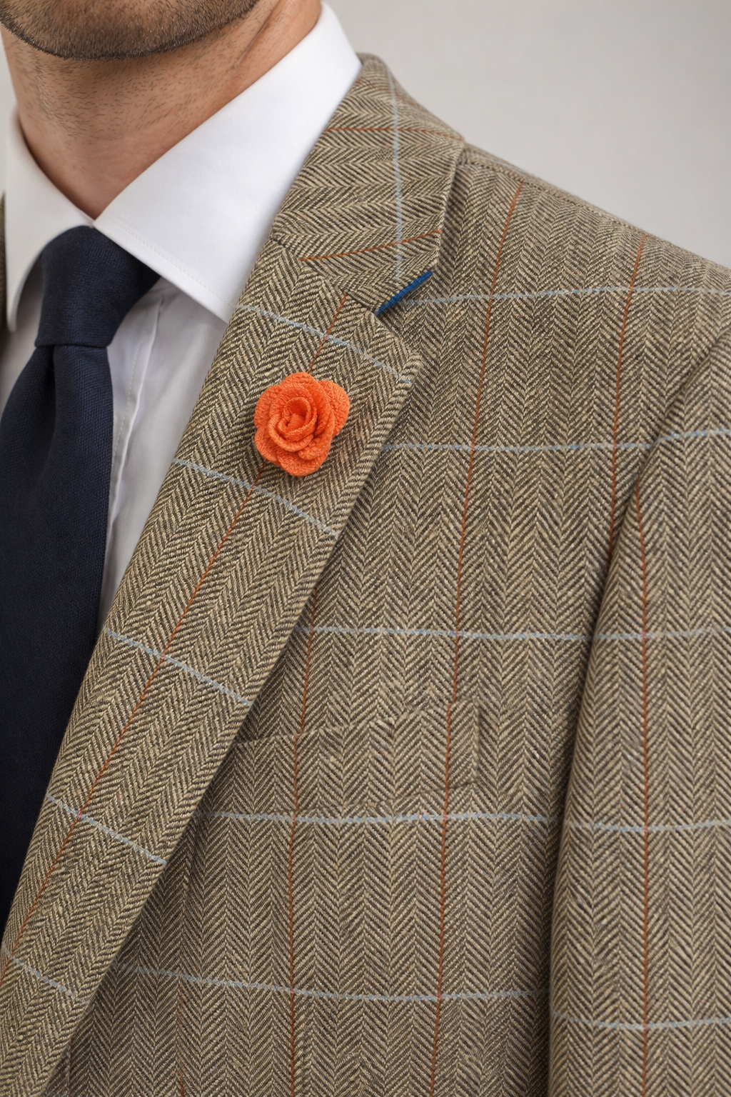 Fawn Check Herringbone Tweed Jacket | Wool Blend Blazer