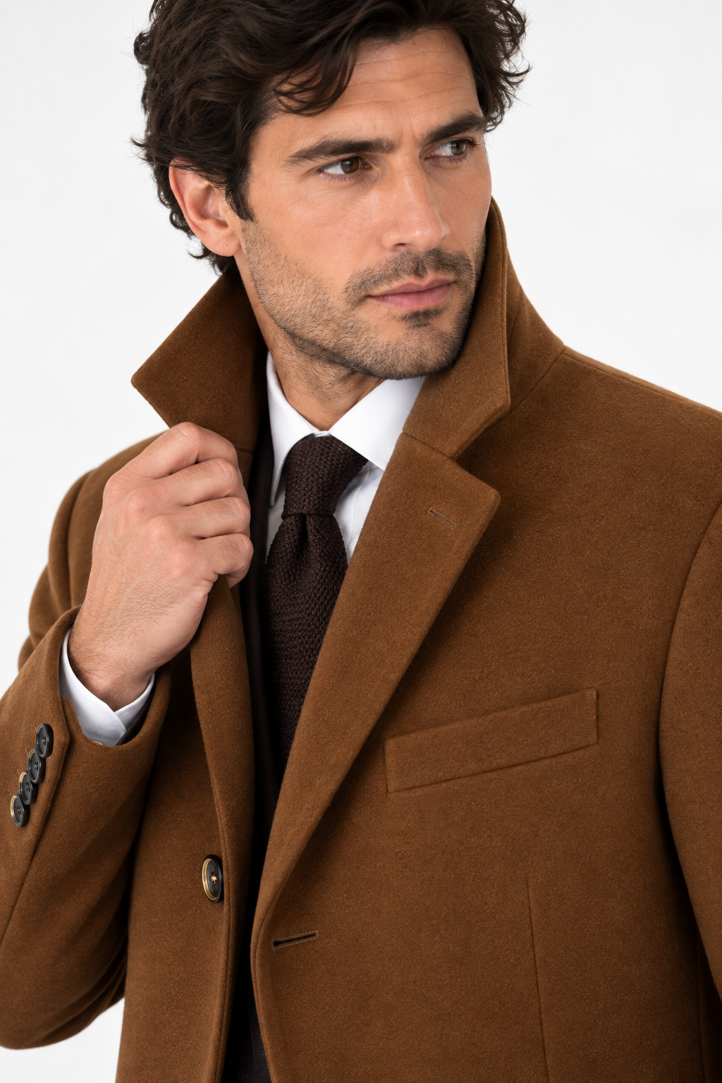 Ted Baker Camel Tan Wool Overcoat | Knee Length Long Winter Coat
