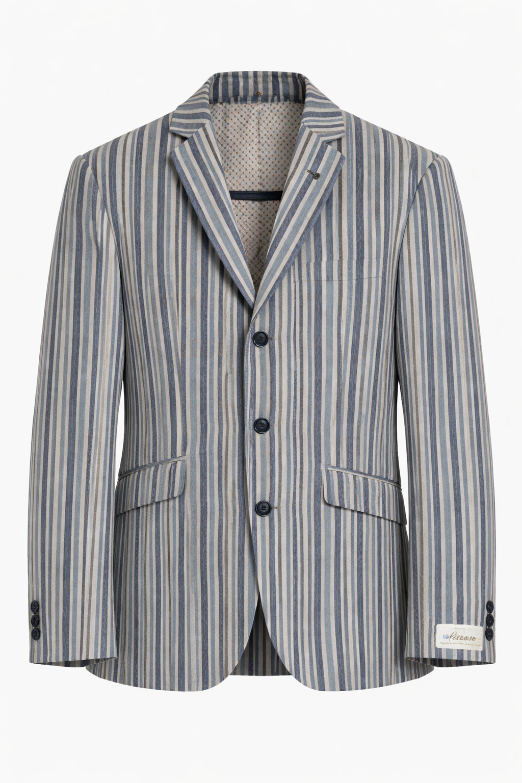 Light Blue 3 Button Striped Boating Jacket | Linen & Wool Blazer