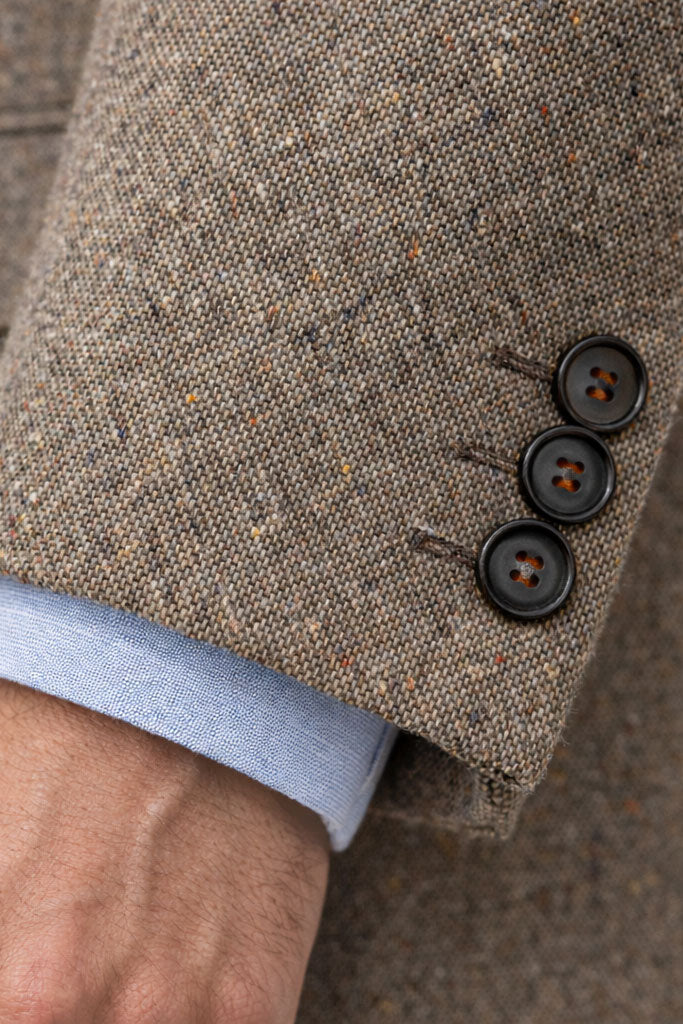 Beige Donegal Biscuit Tweed Jacket | Wool & Cotton Blend Blazer
