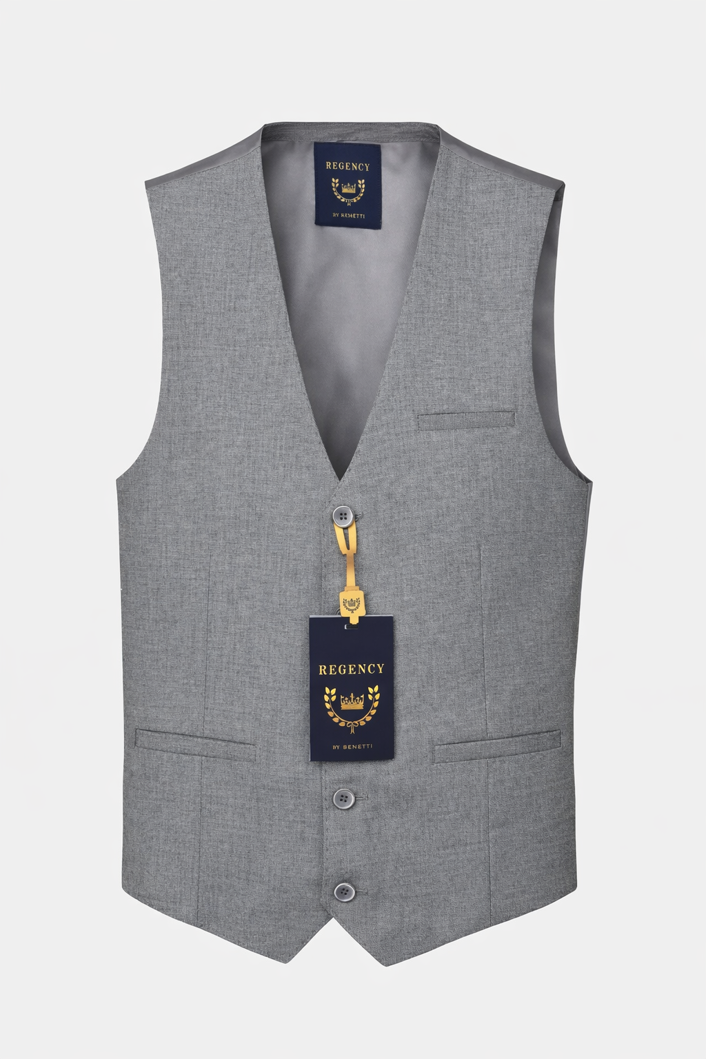 Benetti Regency Grey 3 Piece Wool Suit | Tailored Fit Jacket, Trousers & Waistcoat