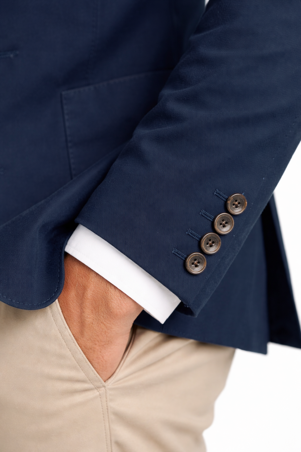 Navy Blue Cotton Sports Jacket | Lightweight Non-Lined Blazer