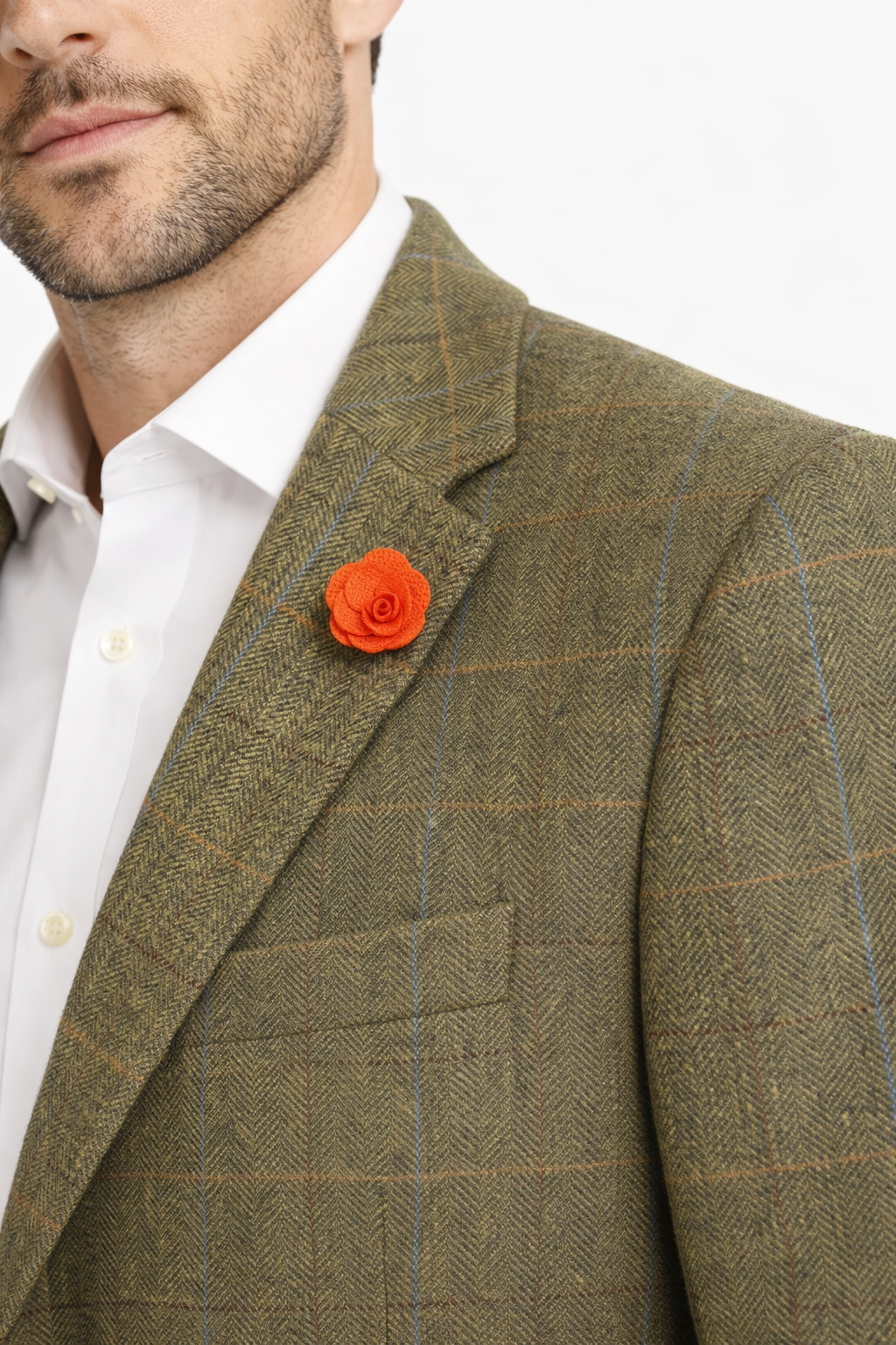 Green Check Herringbone Tweed Jacket | Wool Blend Blazer
