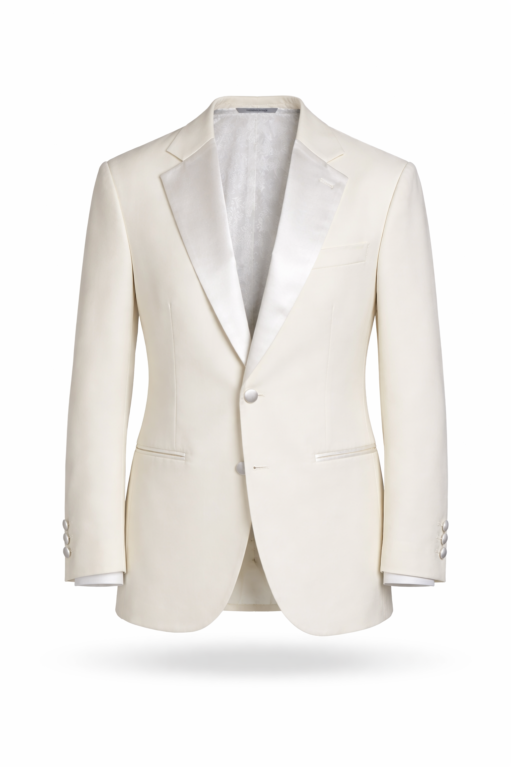 Ivory Dinner Jacket 100% Pure Wool | Single Breasted with Satin Lapel