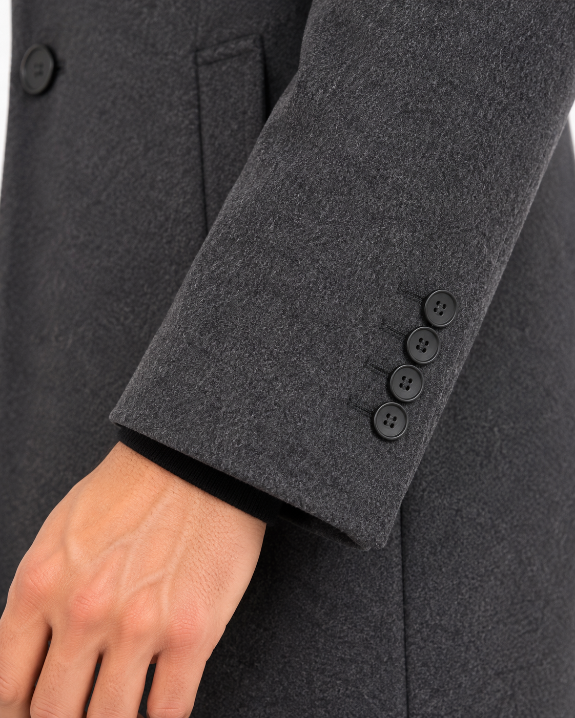 Men’s Charcoal Grey Wool Blend Overcoat | Knee Length Tailored Coat
