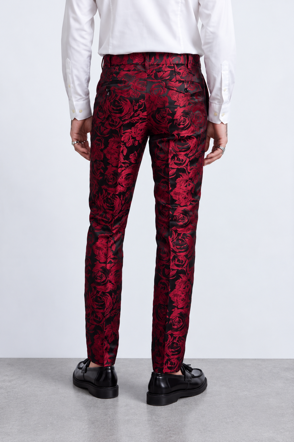 Red & Black Floral Jacquard Slim Fit 2 Piece Suit | Wedding & Prom | Twisted Tailor's "Ersat"