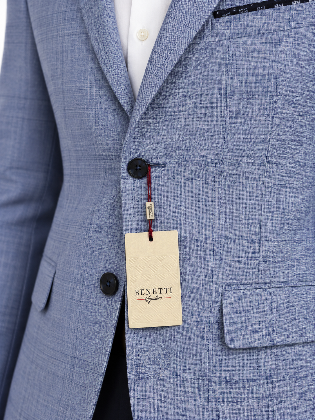 Light Blue Checked Blazer | Tailored Fit Smart Casual Sports Jacket | Seine Blue
