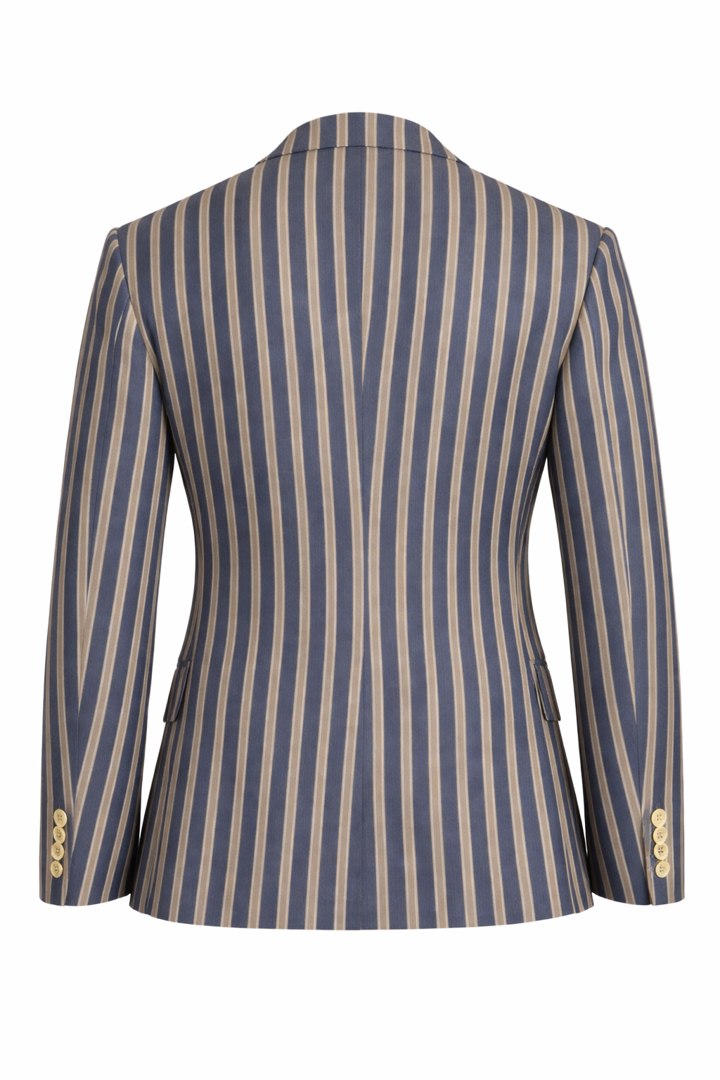 Blue & Beige Striped Boating Jacket | Wool Blend Blazer