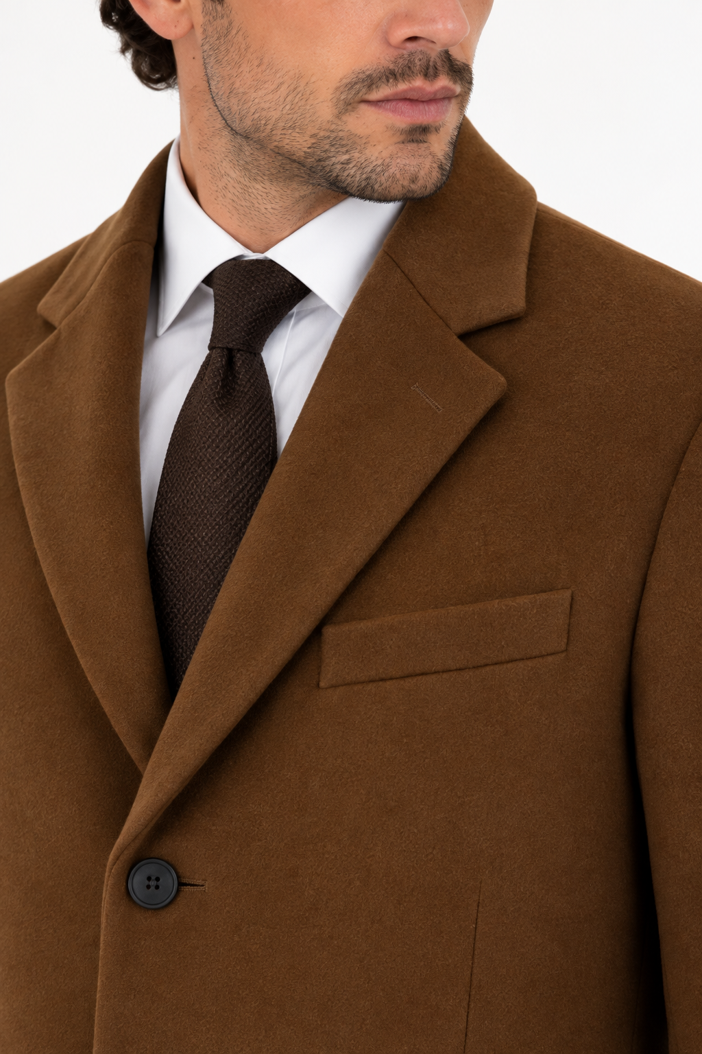 Ted Baker Camel Tan Wool Overcoat | Knee Length Long Winter Coat