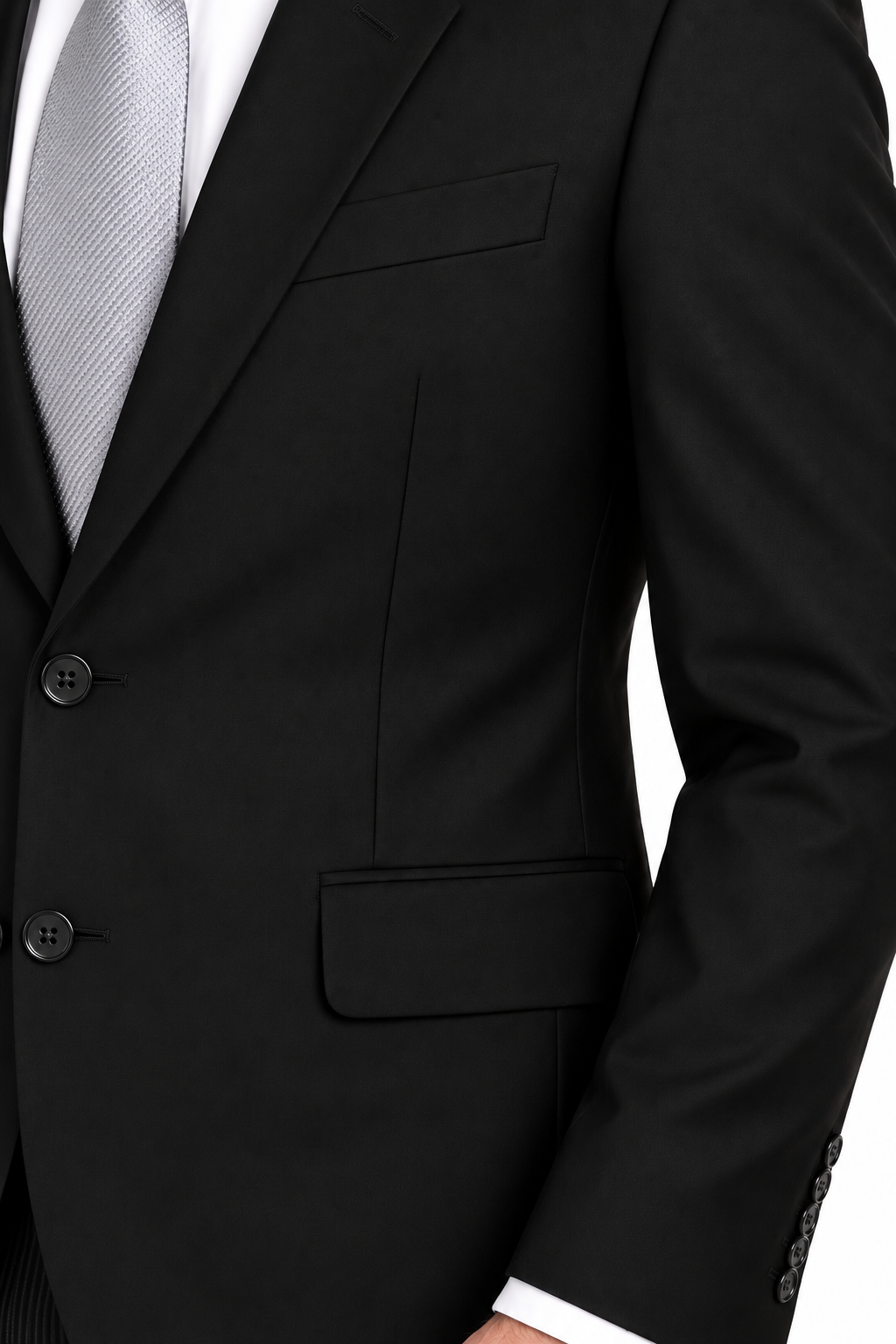 Plain Black 2 Piece Masonic Suit | Formal Short Jacket & Pinstripe Trousers | Masons Freemason Suit