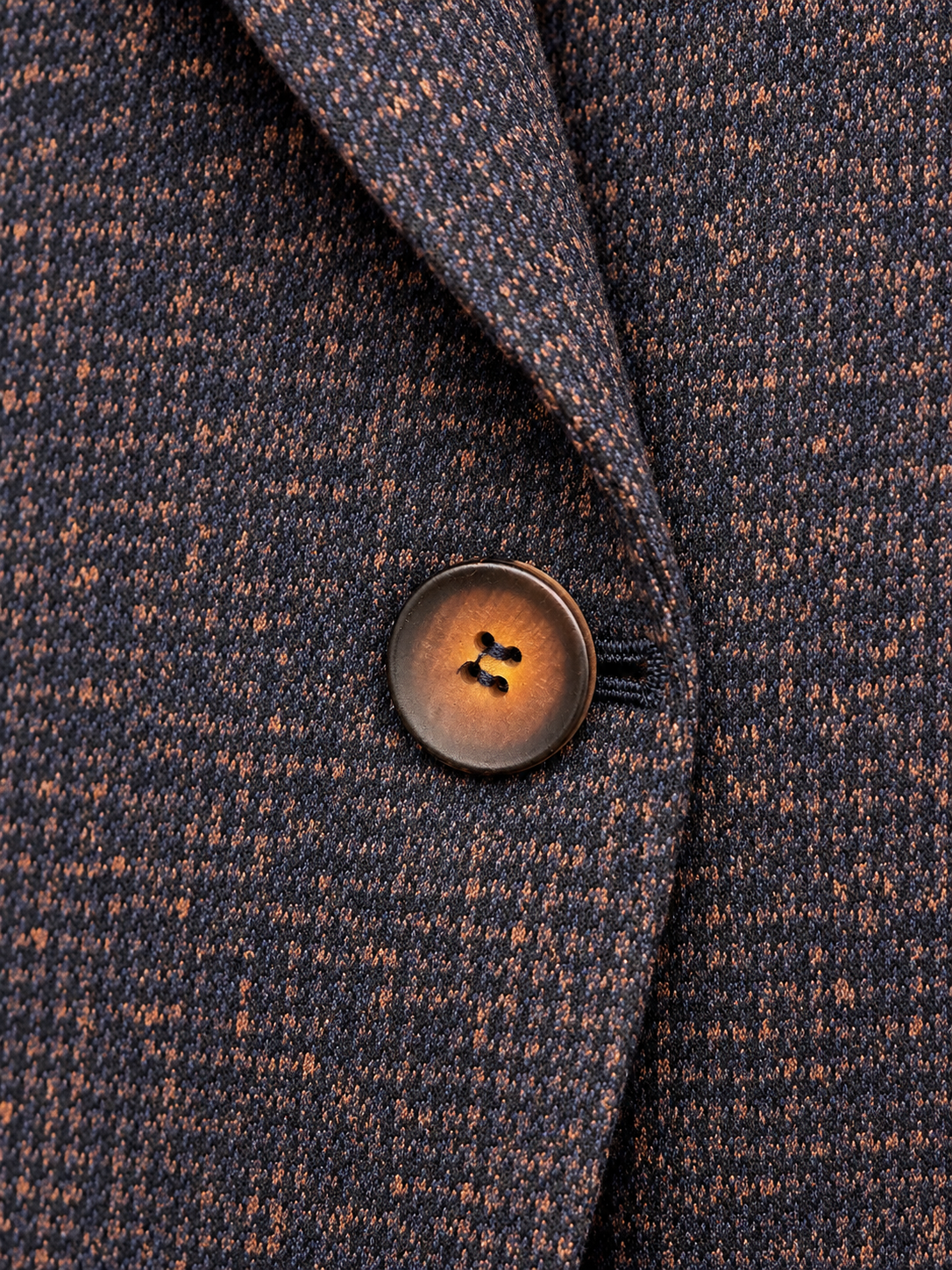 Navy Rust Textured Wool & Cotton Jacket | Tailored Fit Smart Blazer | Haley Tobacco