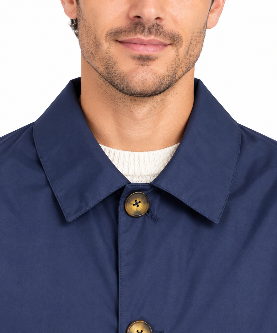 Navy Blue Single Breasted Formal Raincoat | Fully Lined