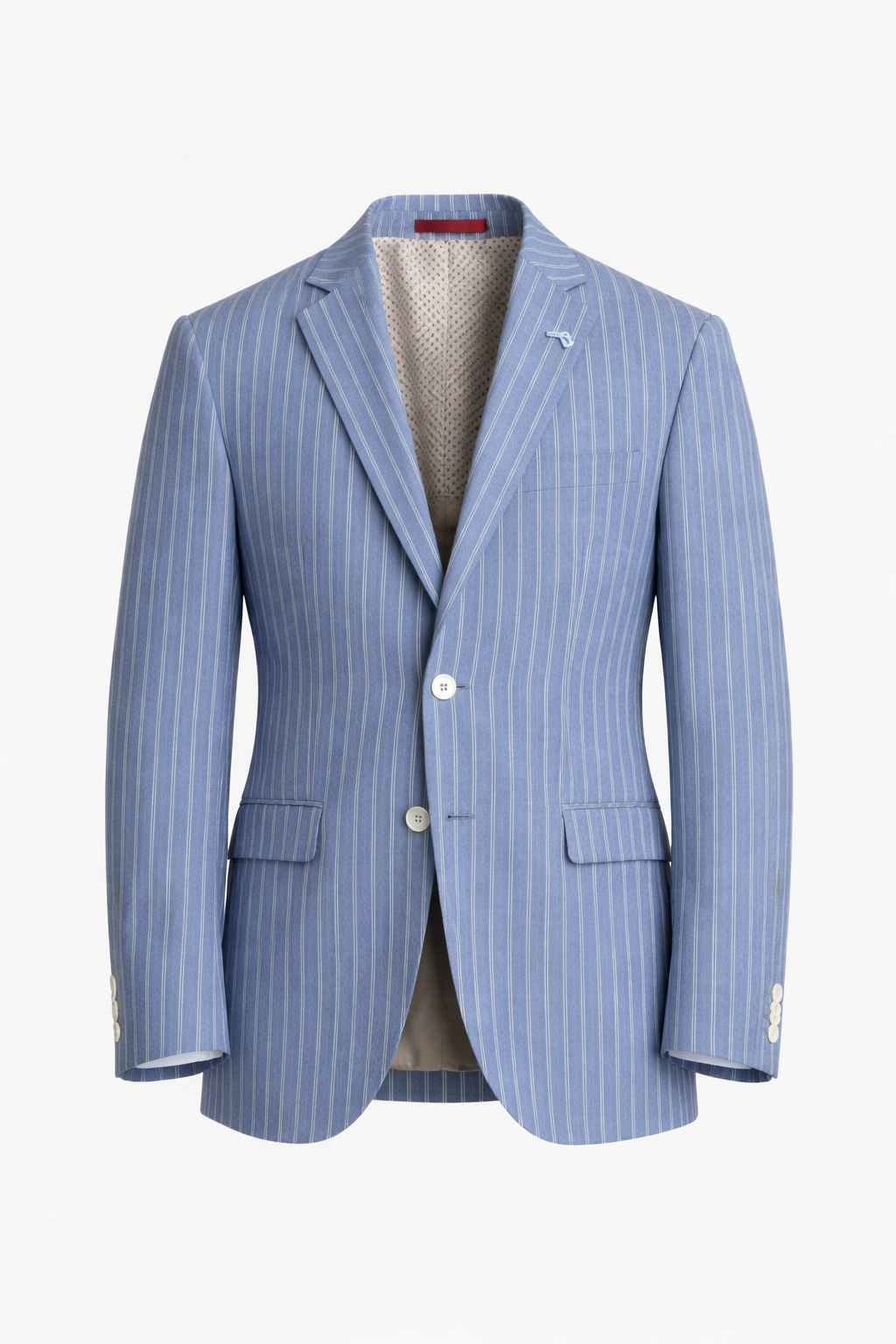Light Blue & White Striped Boating Jacket | Wool Blend Blazer