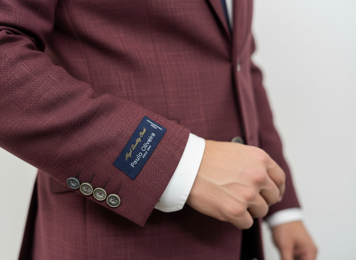 Burgundy Basket Weave Jacket | Wool & Linen Blend Blazer