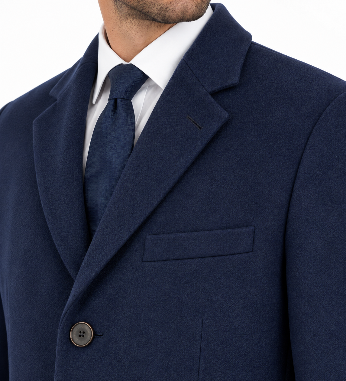 Ted Baker Navy Blue Wool Overcoat | Knee Length Long Winter Coat