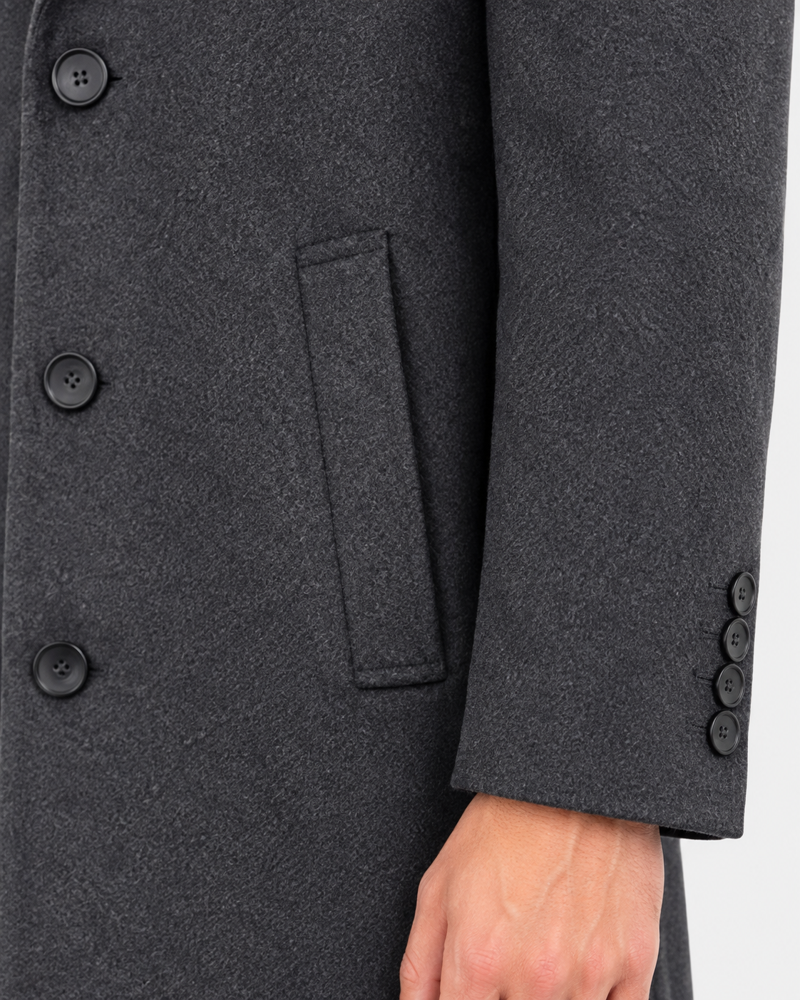 Men’s Charcoal Grey Wool Blend Overcoat | Knee Length Tailored Coat