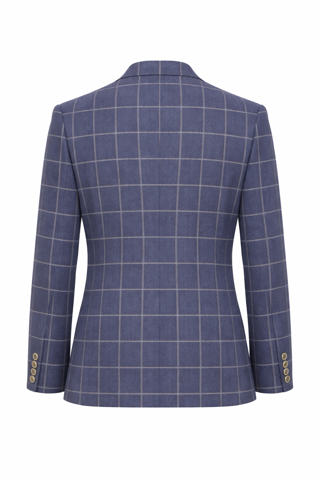 Denim Blue Cotton & Linen Check Jacket | Casual Blazer