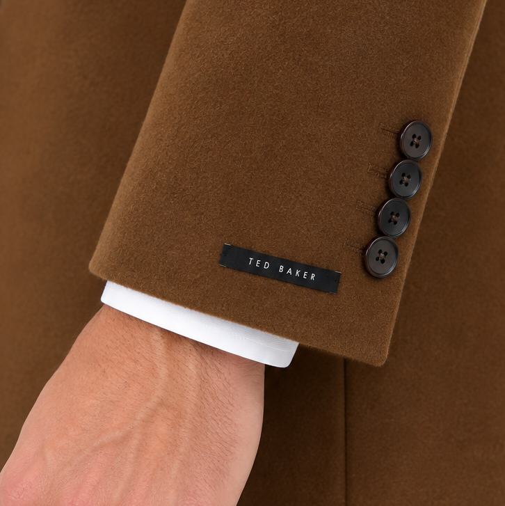 Ted Baker Camel Tan Wool Overcoat | Knee Length Long Winter Coat