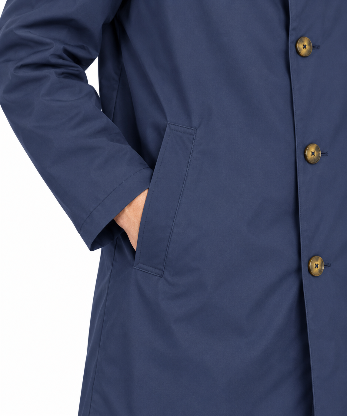 Navy Blue Single Breasted Formal Raincoat | Fully Lined