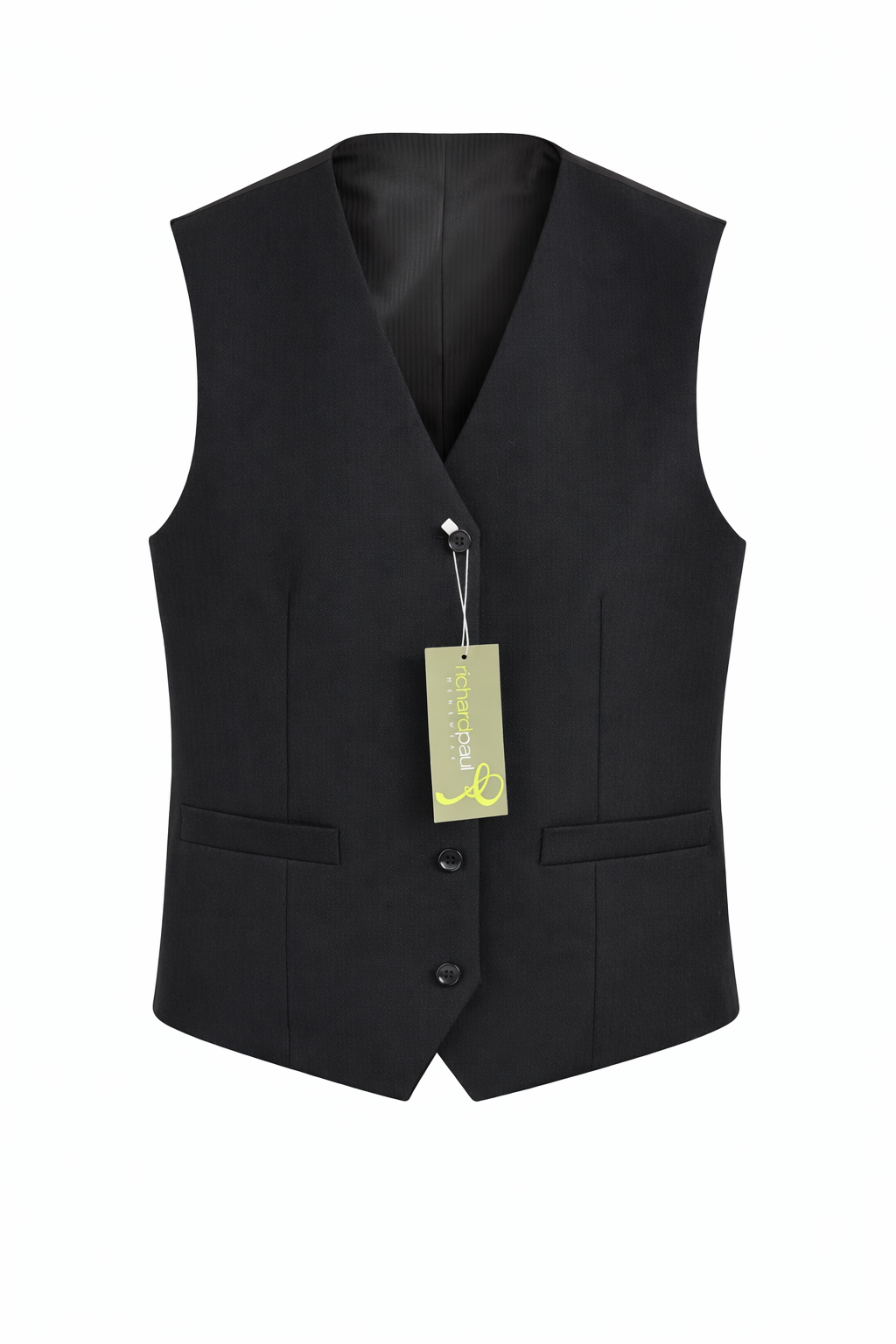 Black 3 Piece Herringbone Wool Suit | Jacket, Waistcoat & Pinstripe Trousers | Made for Masons