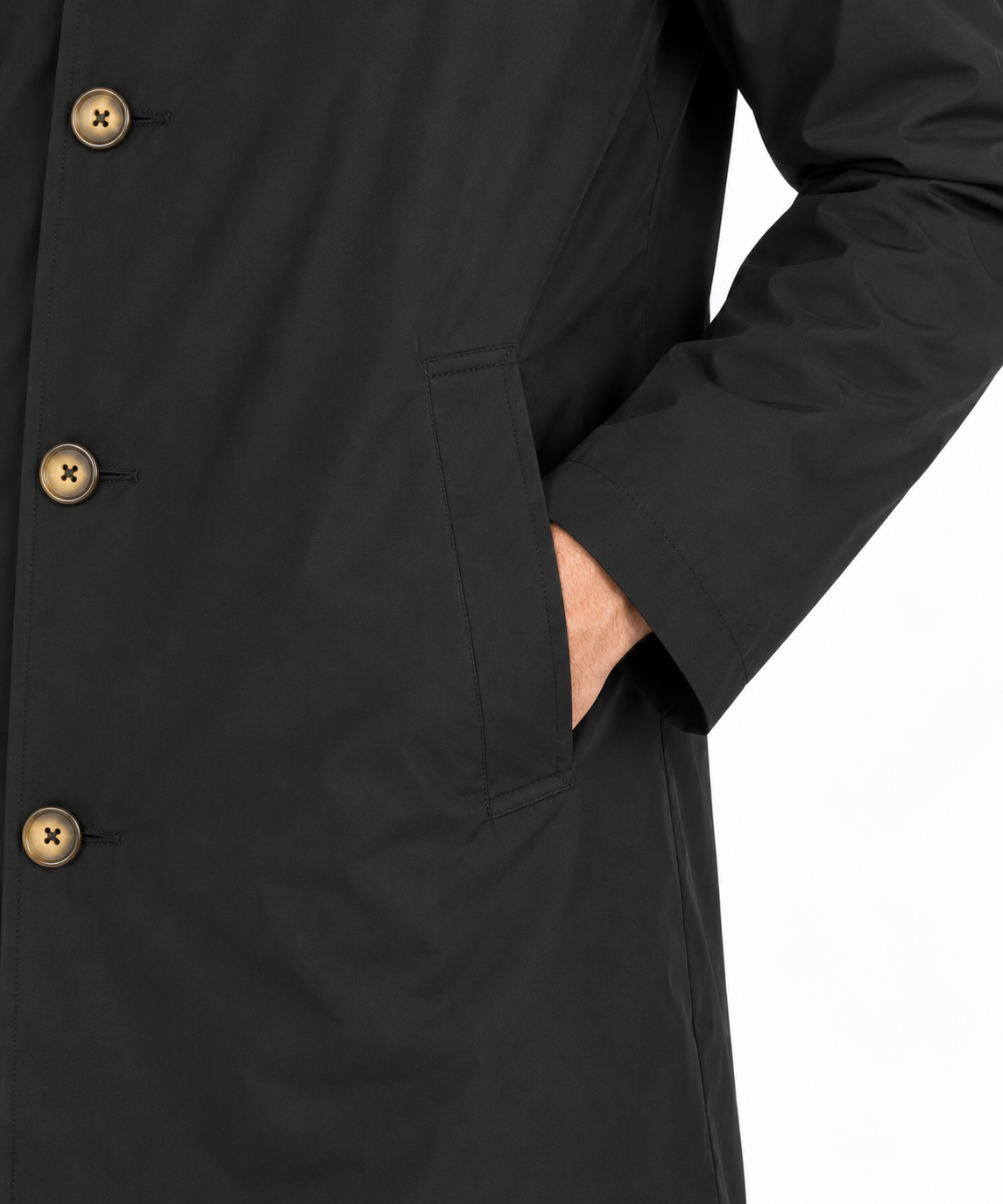 Black Single Breasted Formal Raincoat | Fully Lined