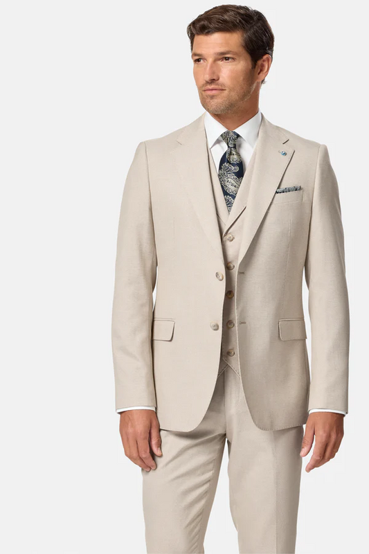 Benetti Beige Slim Fit 3 Piece Suit | Albert Stone | Jacket, Trousers & Waistcoat
