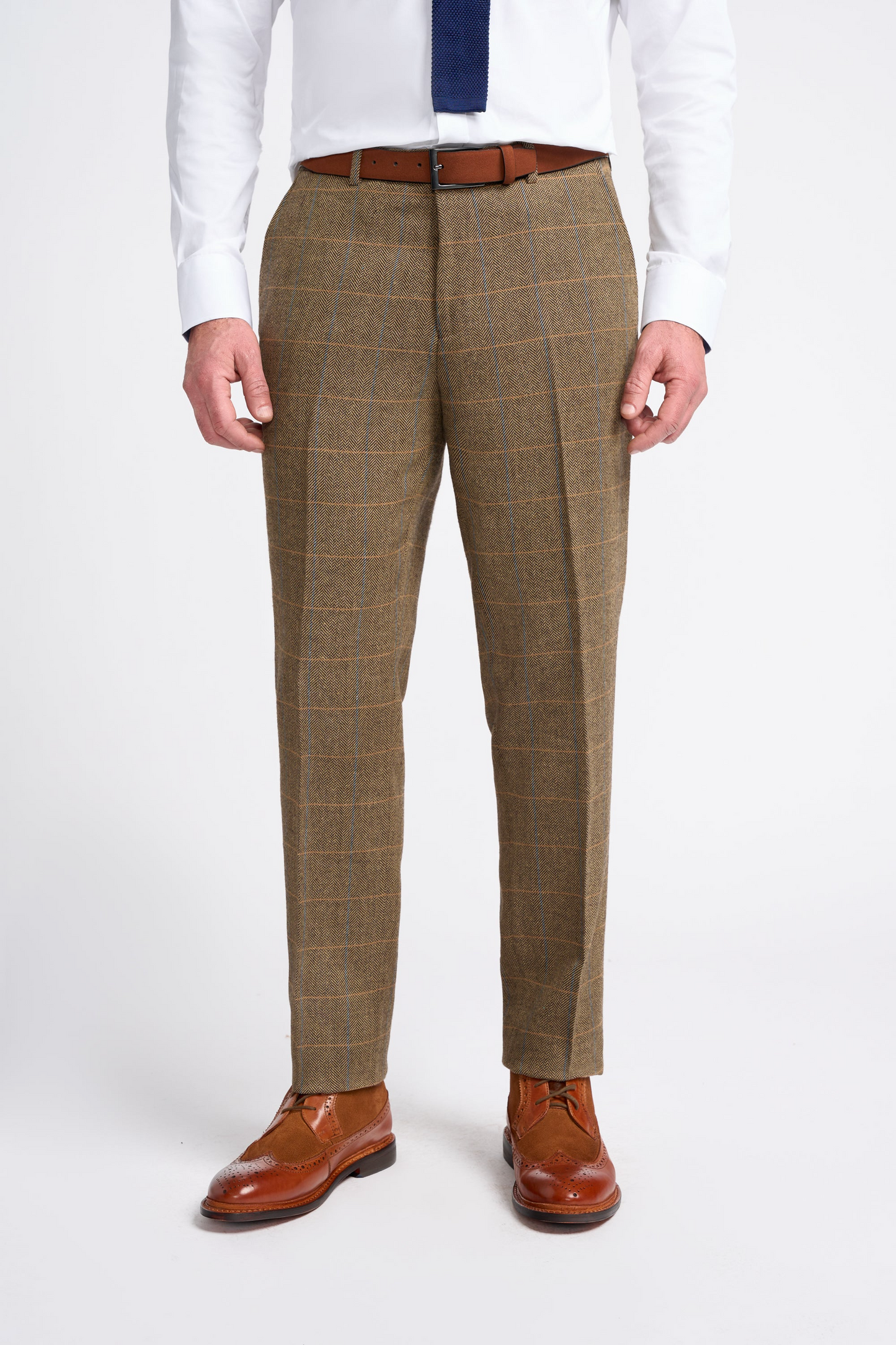 Cavani 3 Piece Tweed Suit | Albert Brown Herringbone | Wool Slim Fit