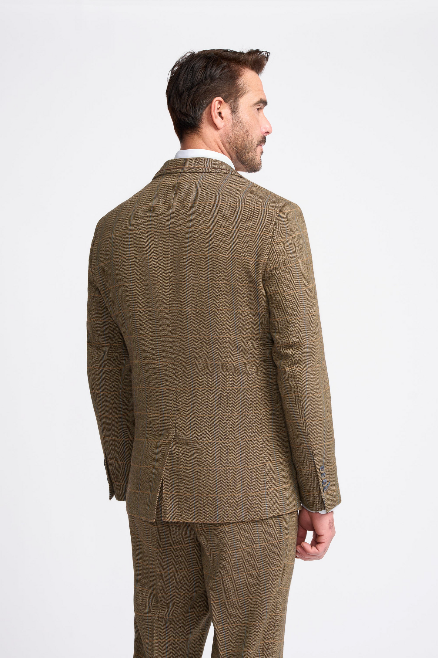 Cavani 3 Piece Tweed Suit | Albert Brown Herringbone | Wool Slim Fit