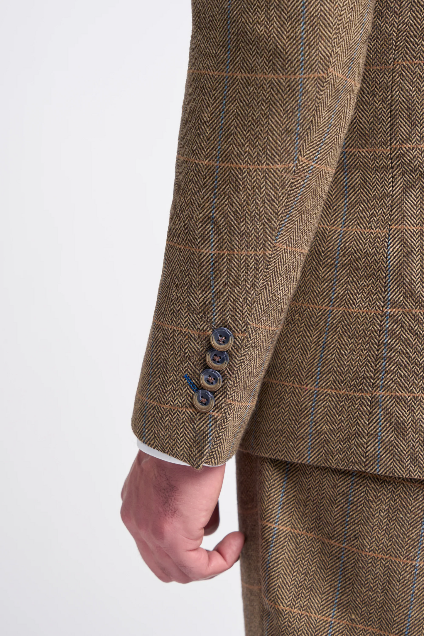 Cavani 3 Piece Tweed Suit | Albert Brown Herringbone | Wool Slim Fit