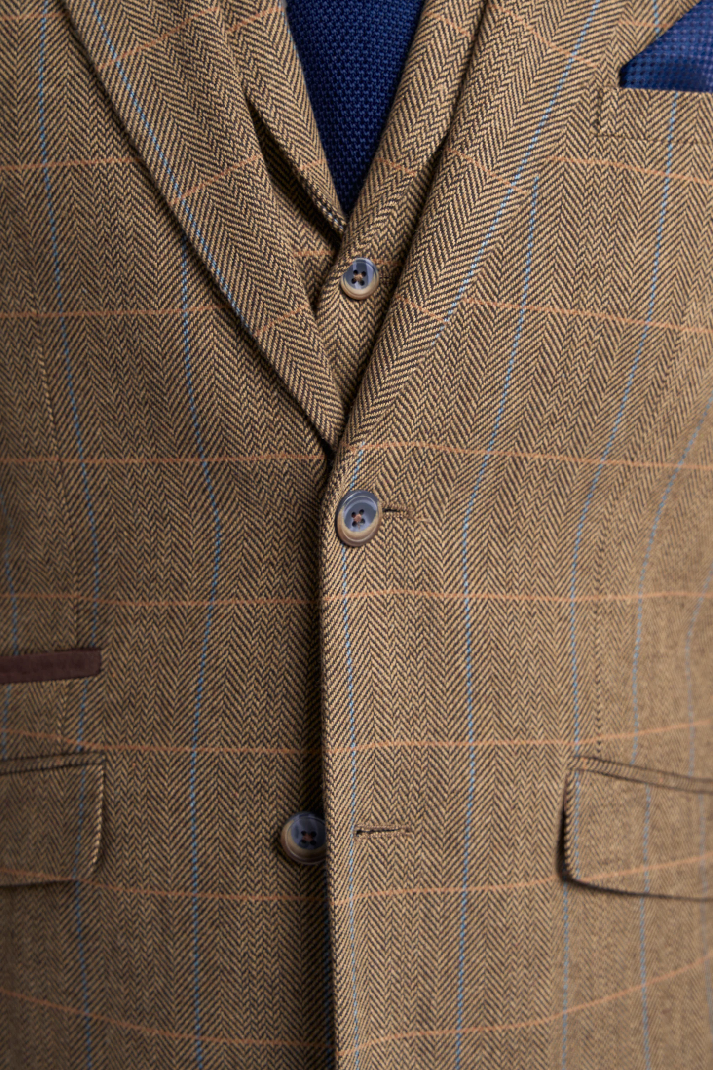 Cavani 3 Piece Tweed Suit | Albert Brown Herringbone | Wool Slim Fit
