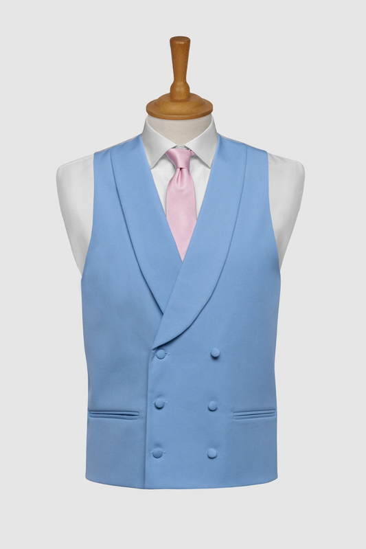 Blue Double-Breasted Pure Wool Waistcoat | Royal Ascot Formal Waistcoat