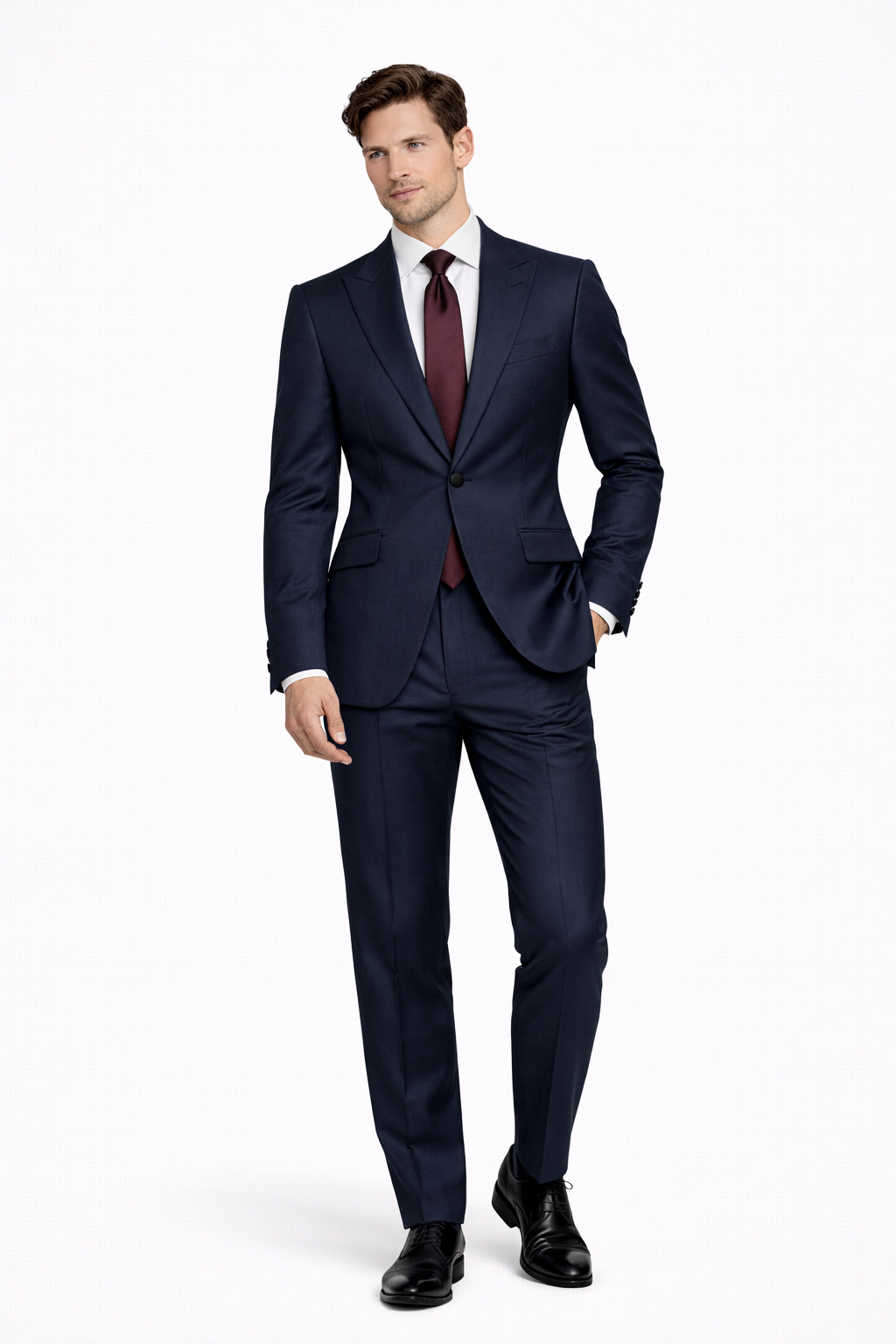 Navy Blue 100% Wool 2 Piece Suit | Classic Fit | Jacket & Trousers