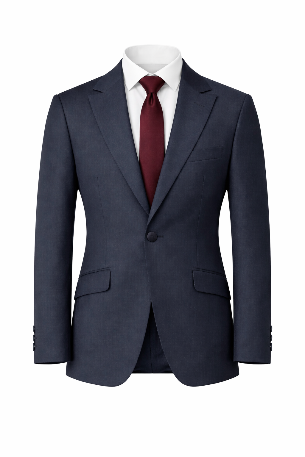 Navy Blue 100% Wool 2 Piece Suit | Classic Fit | Jacket & Trousers