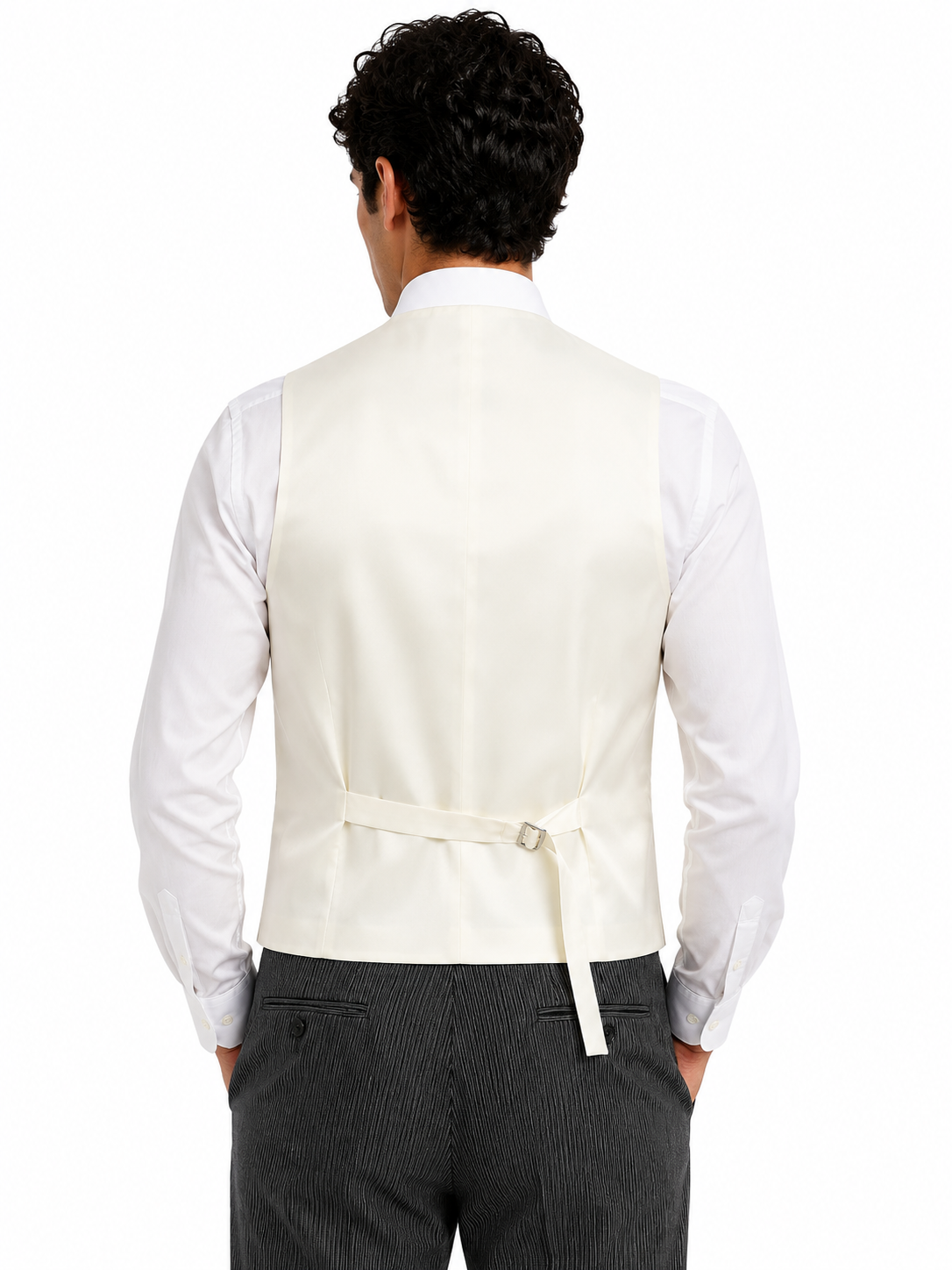 Beige Buff Wool Single Breasted Twill Waistcoat