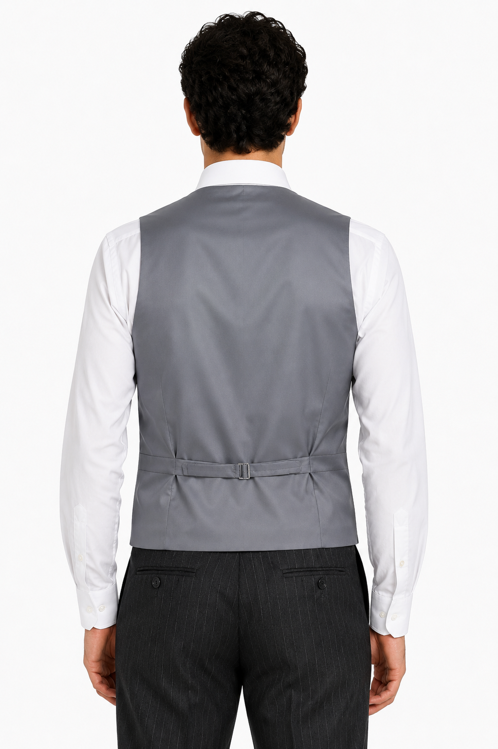 Dove Grey Wool Double Breasted Twill Waistcoat