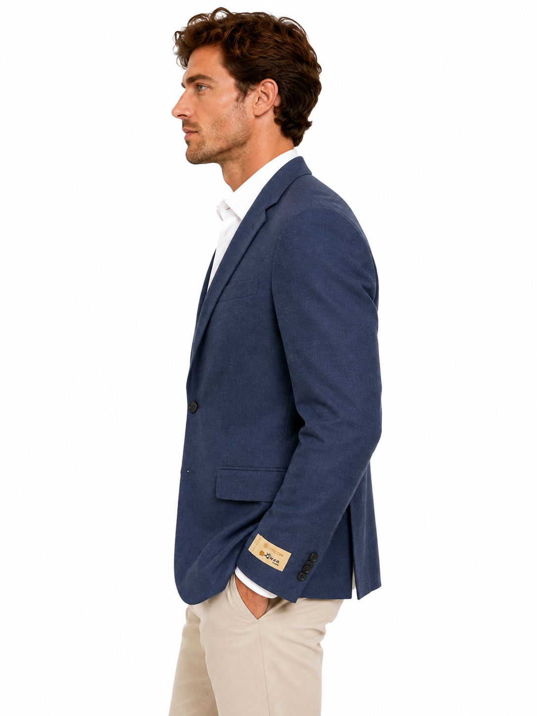 Navy Blue Linen & Cotton Jacket | Paisley Lined